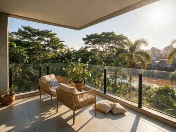 Apartamento em Parnamirim com varanda e vista para o rio