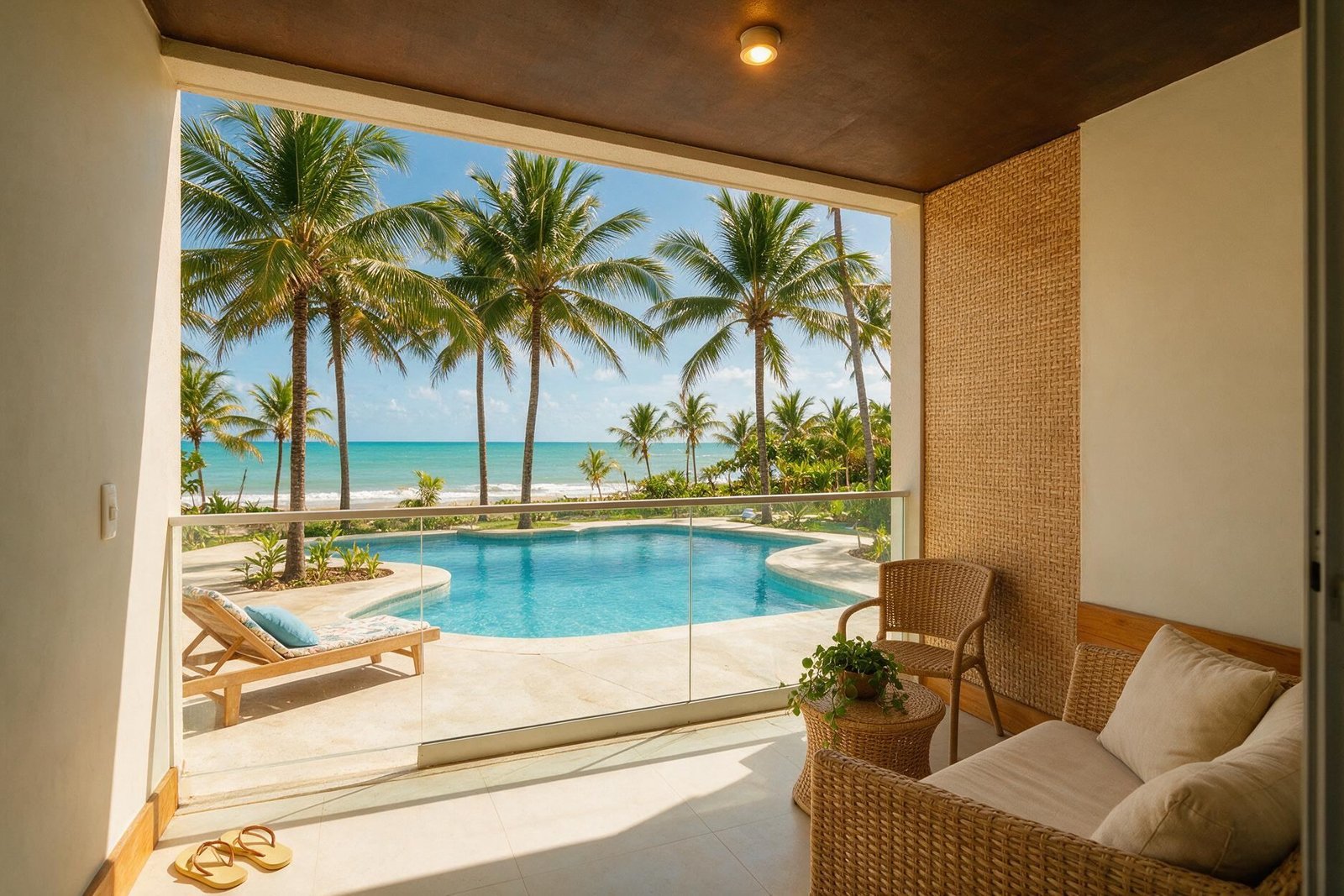 Flat em resort de Porto de Galinhas com piscinas naturais