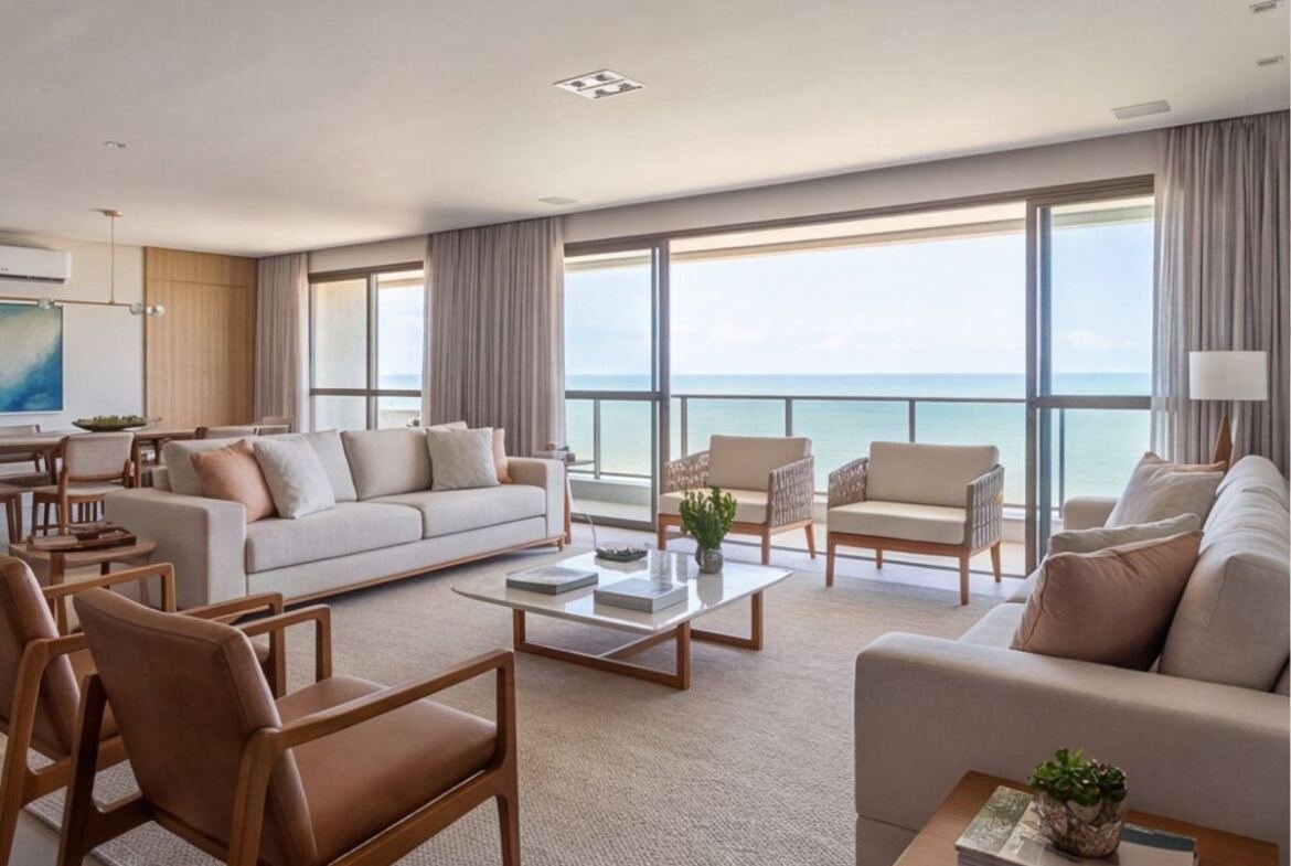 Apartamento à beira-mar em Boa Viagem com 3 suítes — sala