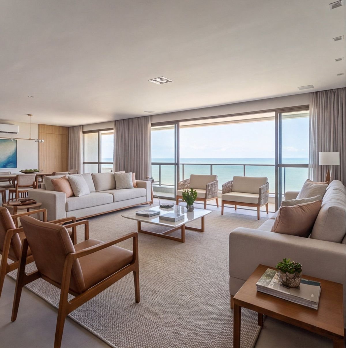 Apartamento à beira-mar em Boa Viagem com 3 suítes — sala