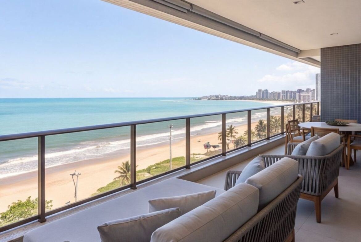 Apartamento à beira-mar em Boa Viagem com 3 suítes — area-externa