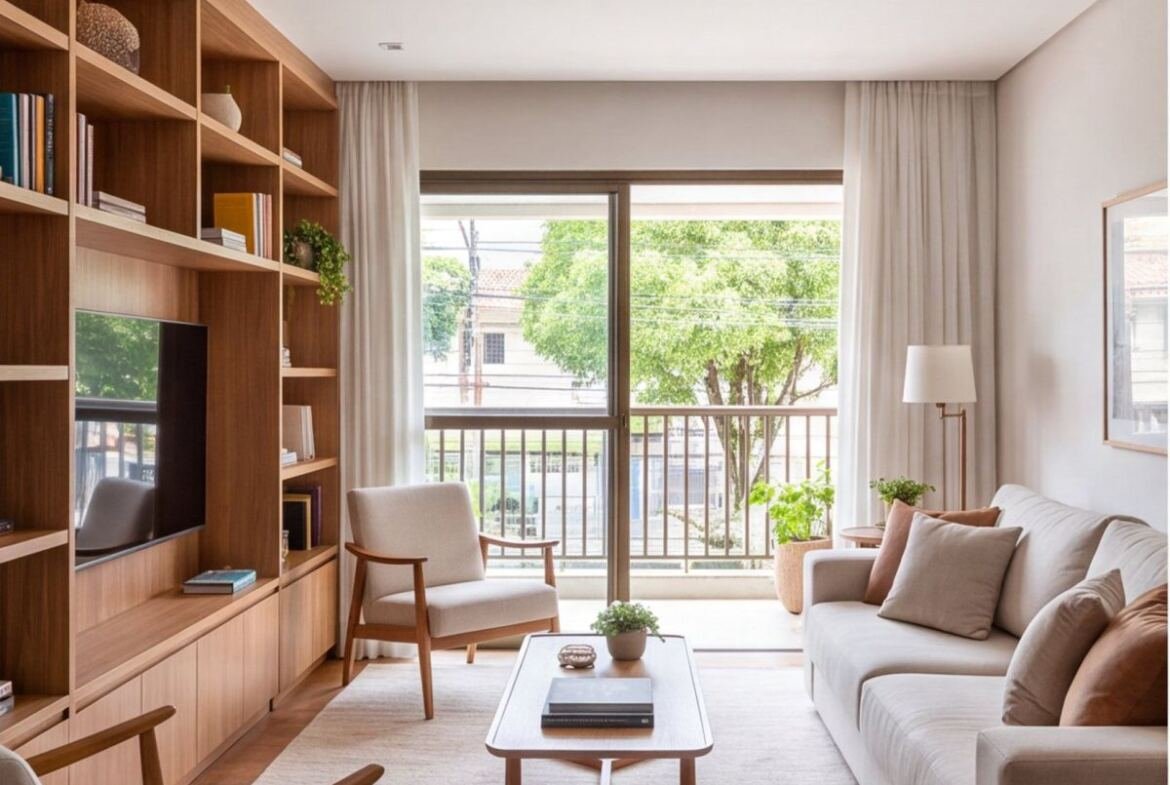 Casa em Parnamirim em rua arborizada — sala