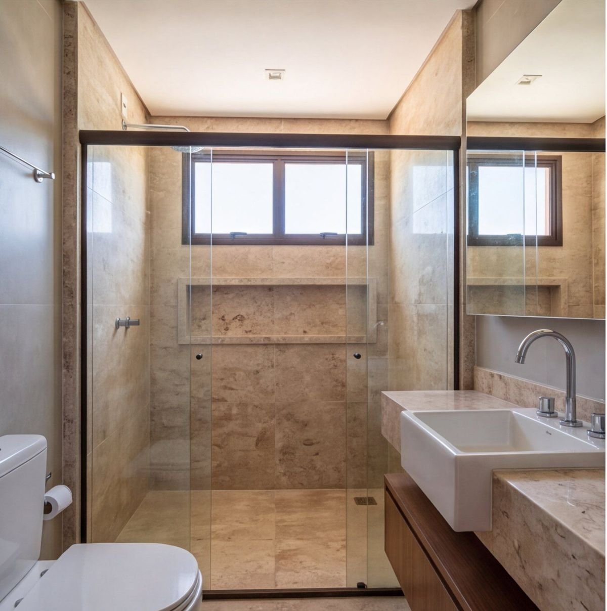 Flat em resort de Porto de Galinhas com piscinas naturais — banheiro