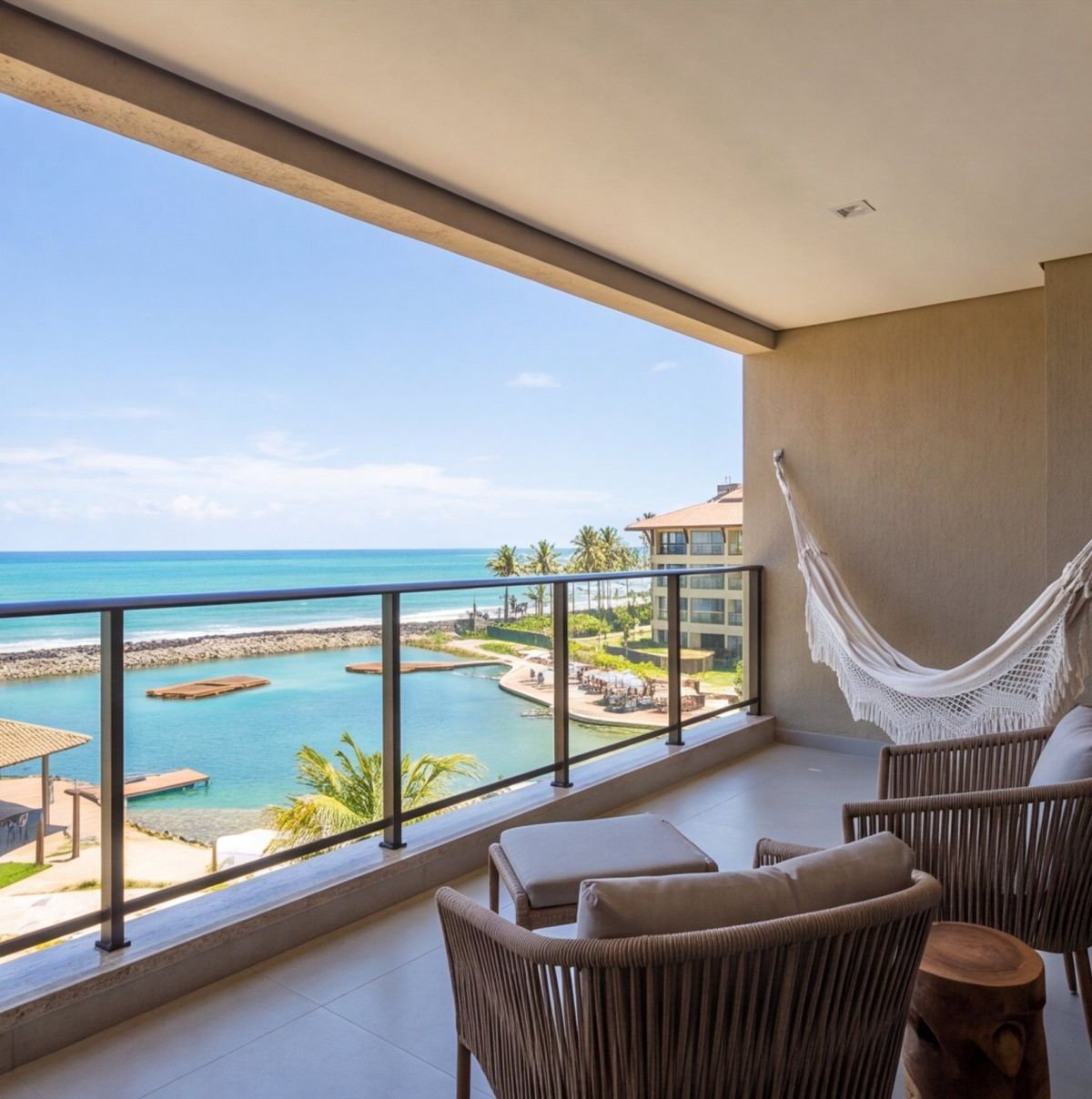 Flat em resort de Porto de Galinhas com piscinas naturais — area-externa