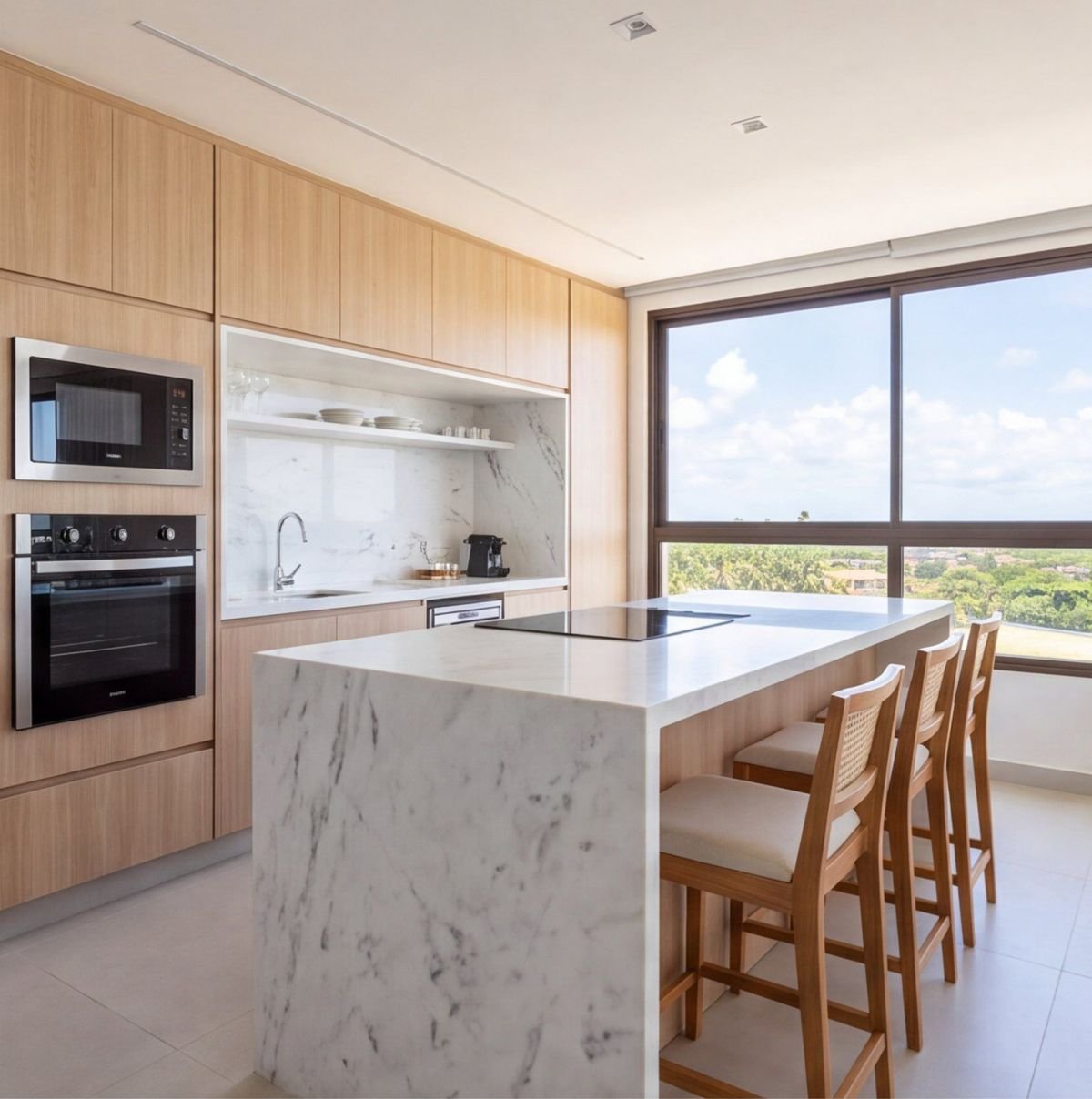 Apartamento pé na areia em Muro Alto com vista para o mar — cozinha