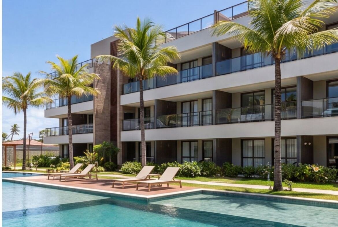 Apartamento pé na areia em Muro Alto com vista para o mar — fachada
