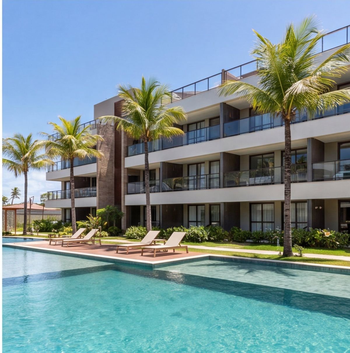 Apartamento pé na areia em Muro Alto com vista para o mar — fachada