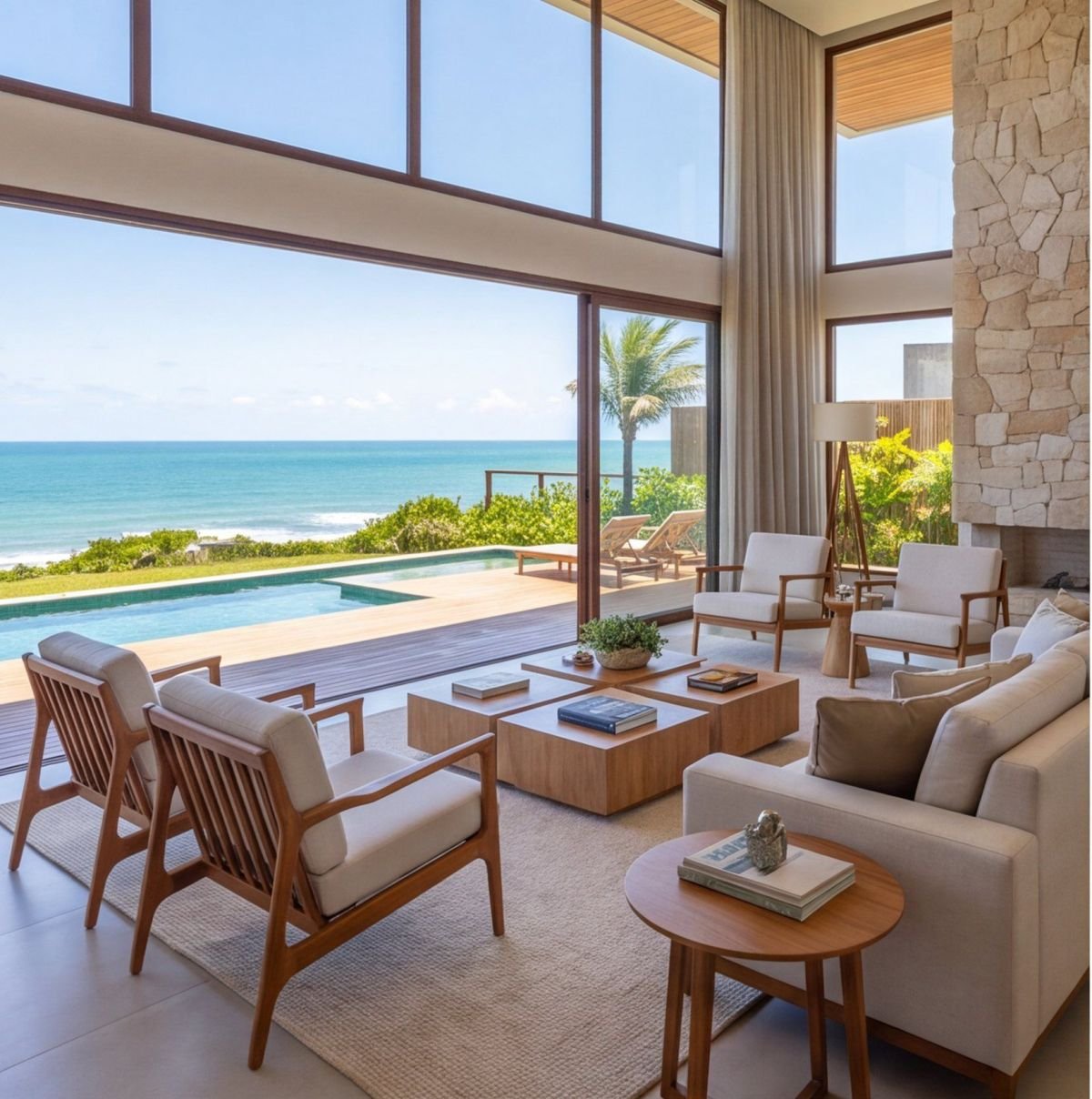 Casa de alto padrão em Serrambi com vista para o mar — sala Casa de alto padrão em Serrambi com vista para o mar — sala