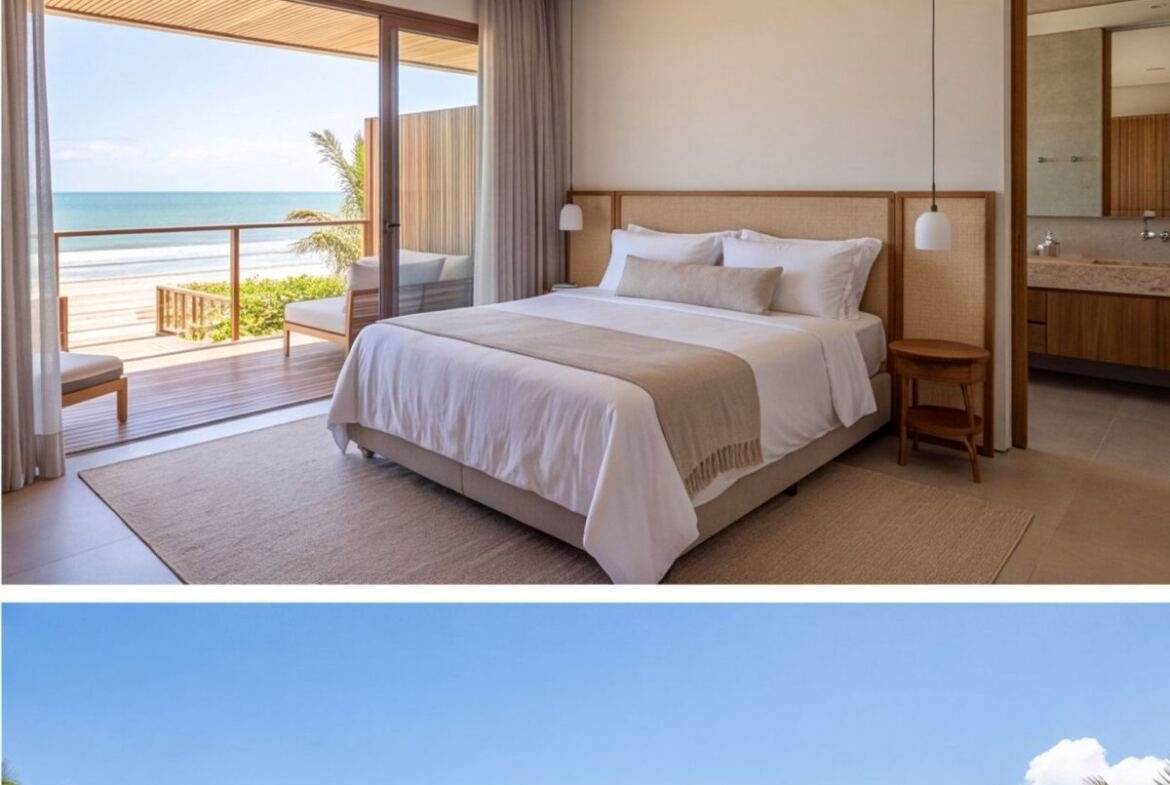 Casa à beira-mar em Tamandaré com acesso privativo à praia — quarto