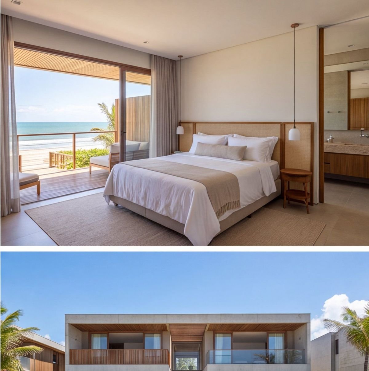 Casa à beira-mar em Tamandaré com acesso privativo à praia — quarto