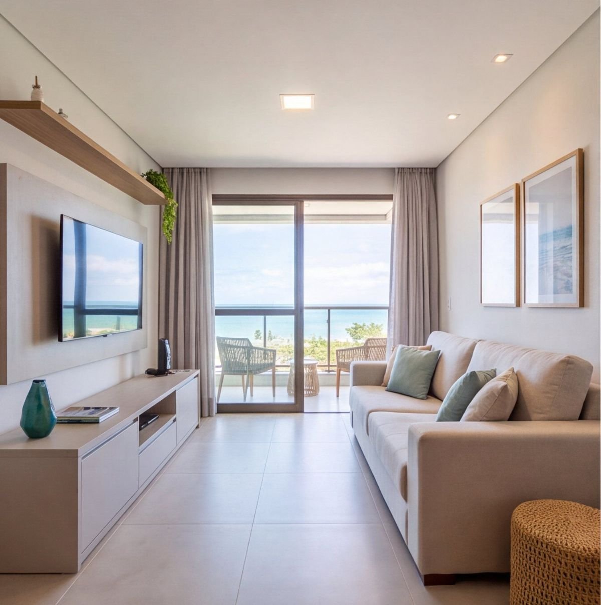 Apartamento em Tamandaré a uma quadra do mar — sala