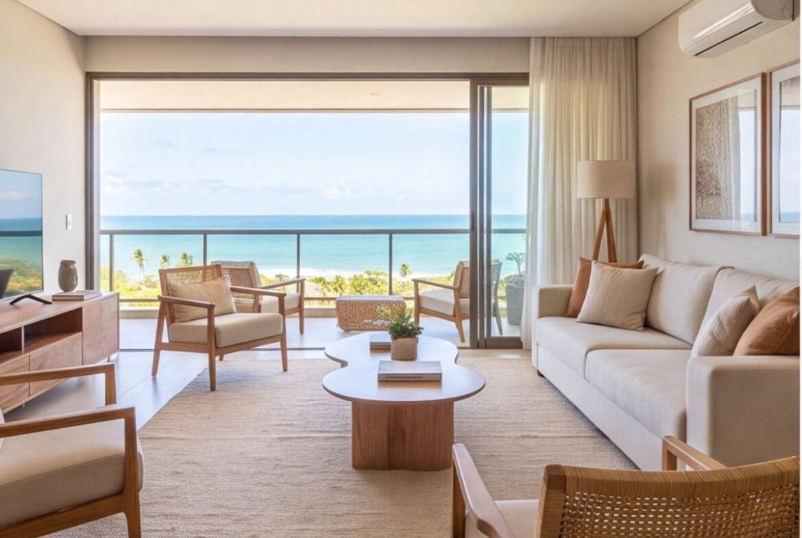 Apartamento na Praia do Paiva com infraestrutura de resort — sala