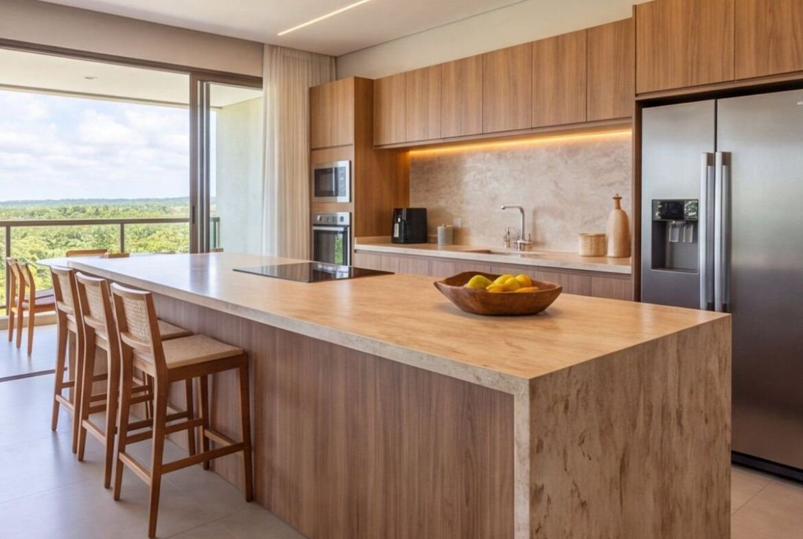 Apartamento na Praia do Paiva com infraestrutura de resort — cozinha