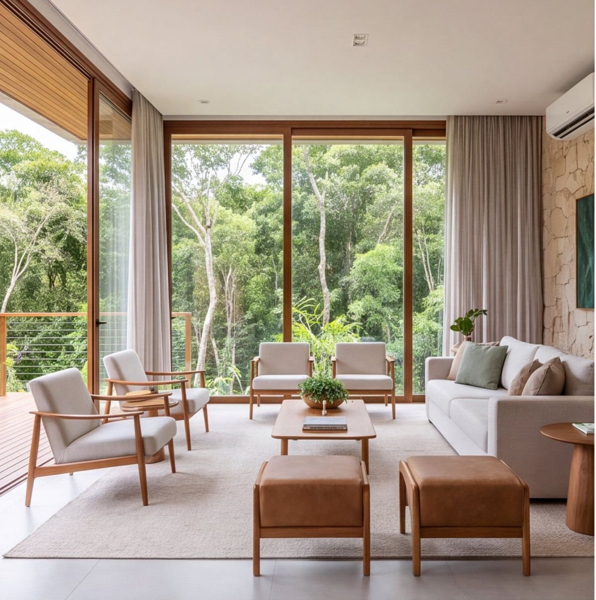 Casa na Reserva do Paiva com piscina e vista para a mata — sala