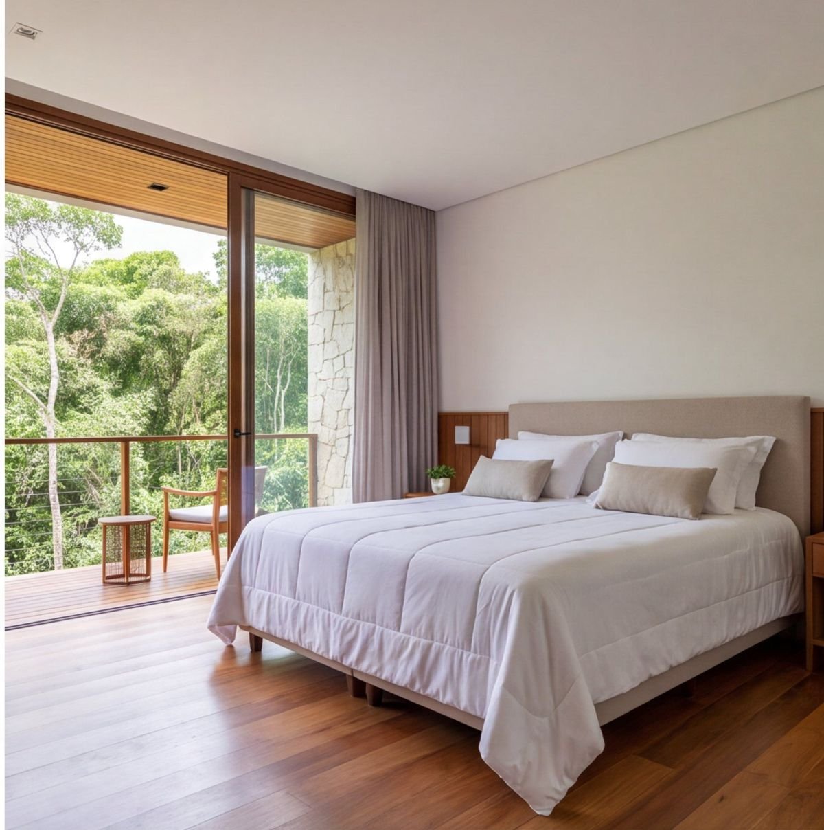 Casa na Reserva do Paiva com piscina e vista para a mata — quarto