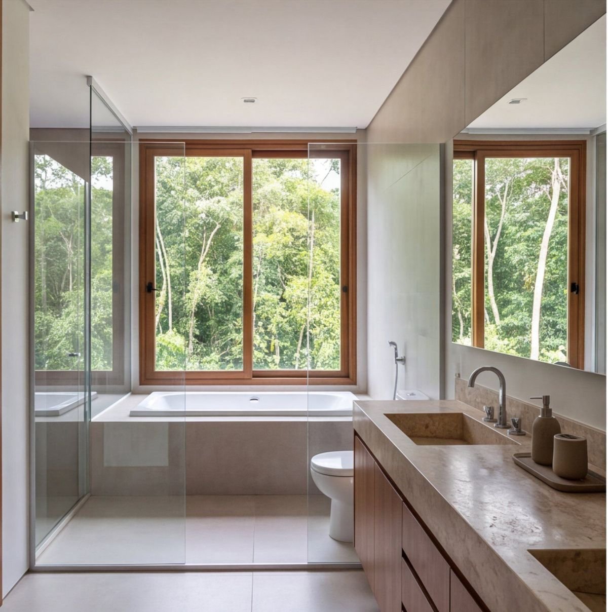 Casa na Reserva do Paiva com piscina e vista para a mata — banheiro