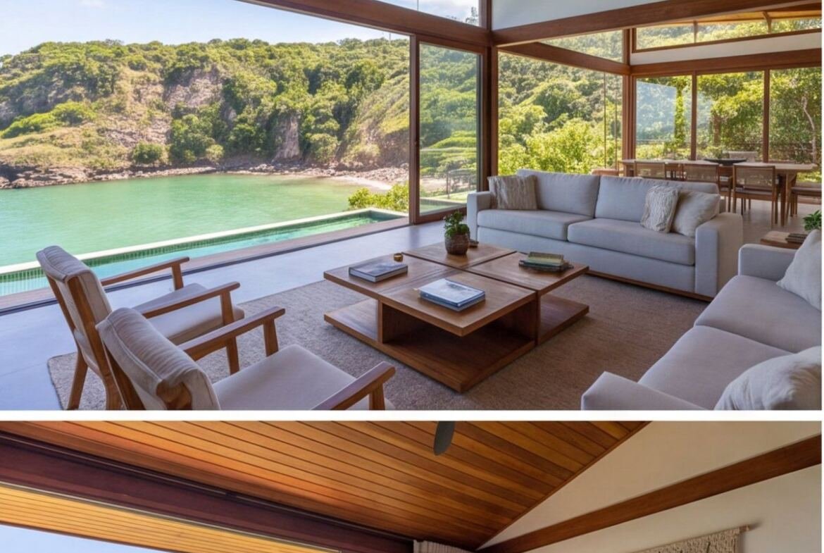 Casa em Calhetas com vista para a enseada — sala