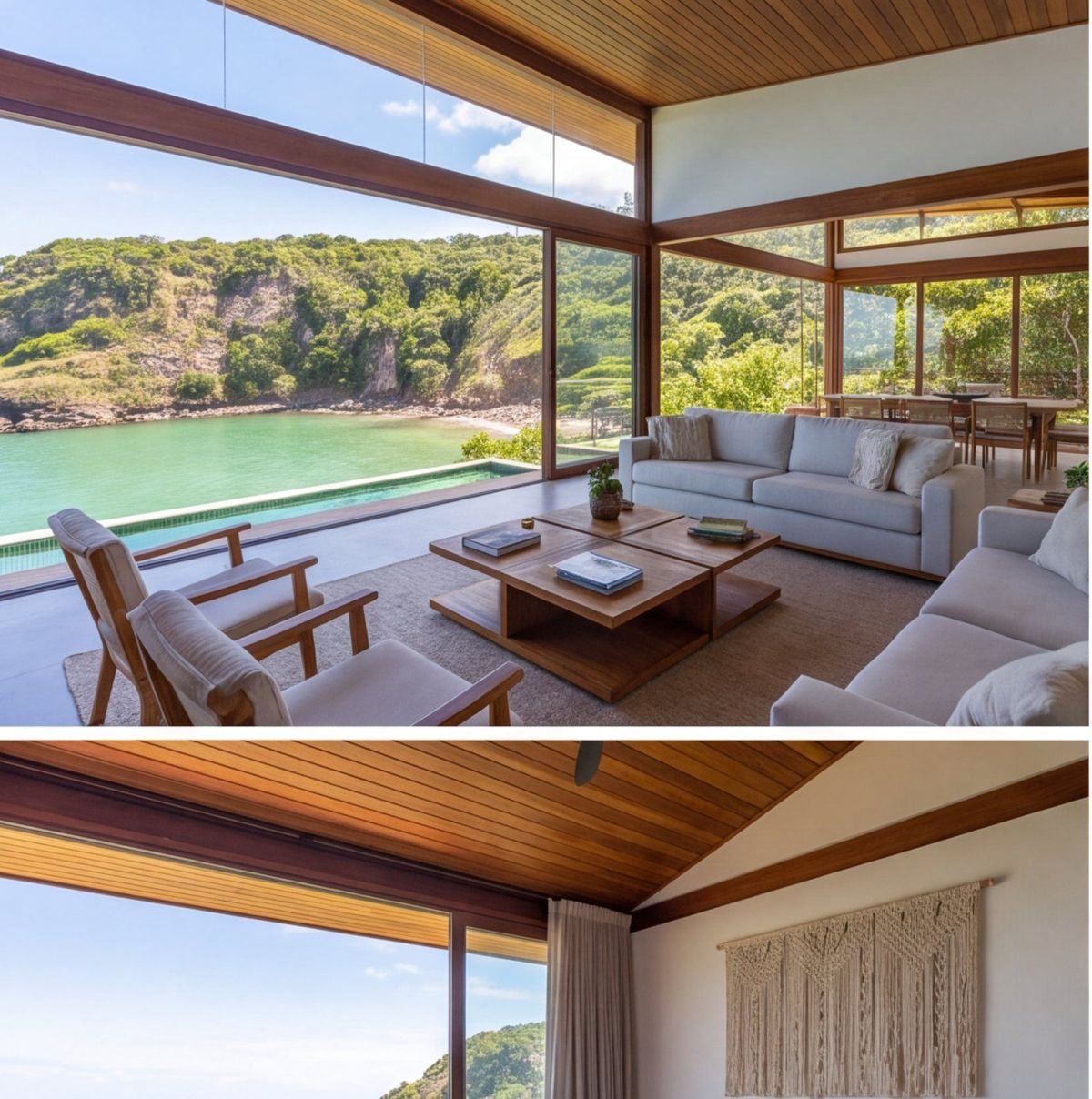 Casa em Calhetas com vista para a enseada — sala Casa em Calhetas com vista para a enseada — sala