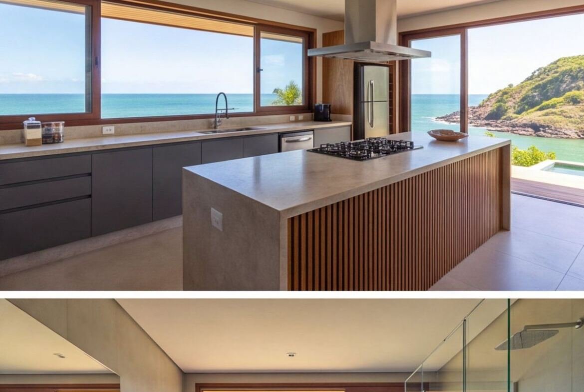 Casa em Calhetas com vista para a enseada — cozinha