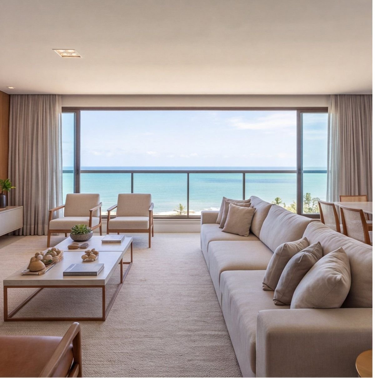 Apartamento na Praia do Pina com vista frontal para o mar — sala Apartamento na Praia do Pina com vista frontal para o mar — sala