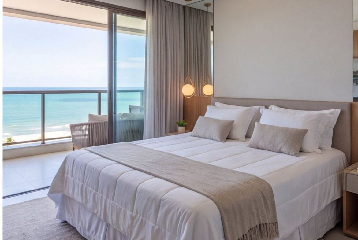 Apartamento na Praia do Pina com vista frontal para o mar — quarto