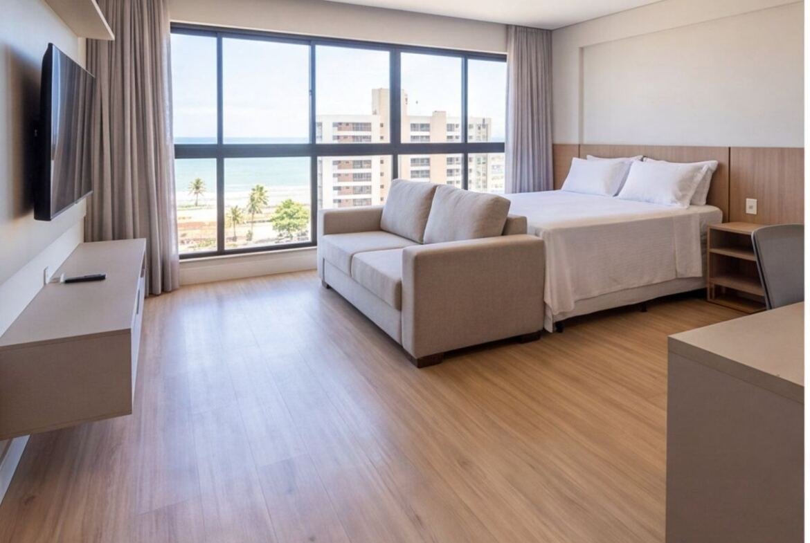 Flat mobiliado na Praia do Pina para renda de aluguel — sala