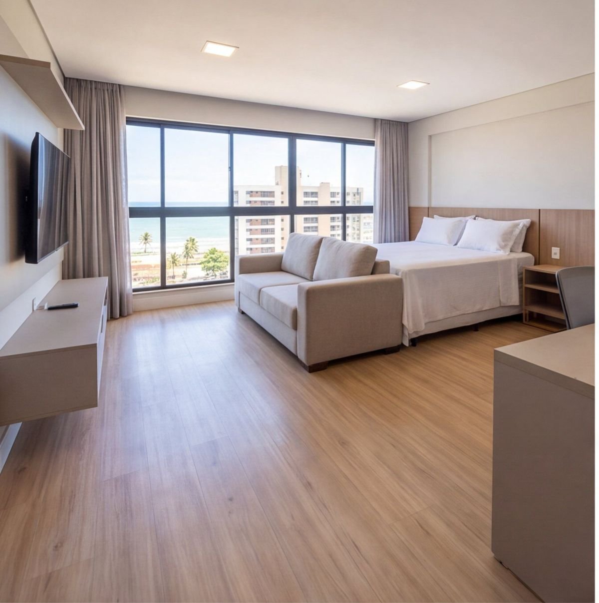 Flat mobiliado na Praia do Pina para renda de aluguel — sala
