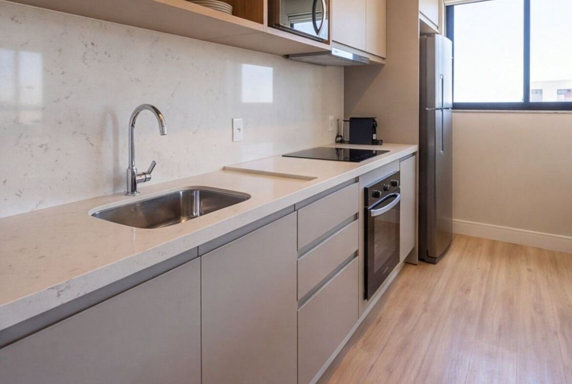 Flat mobiliado na Praia do Pina para renda de aluguel — cozinha