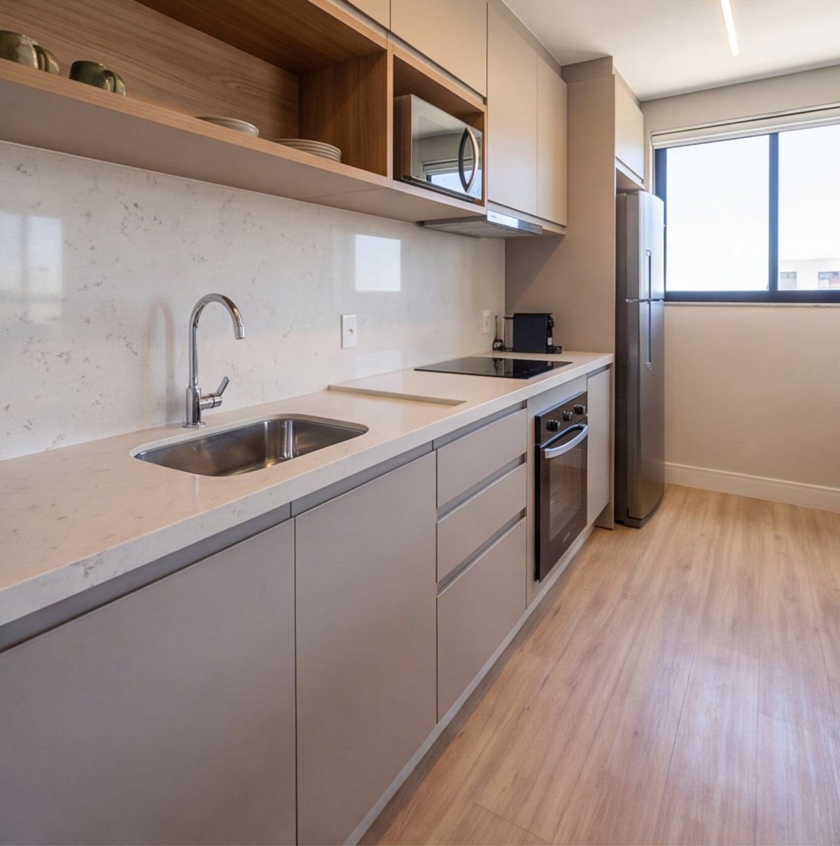 Flat mobiliado na Praia do Pina para renda de aluguel — cozinha