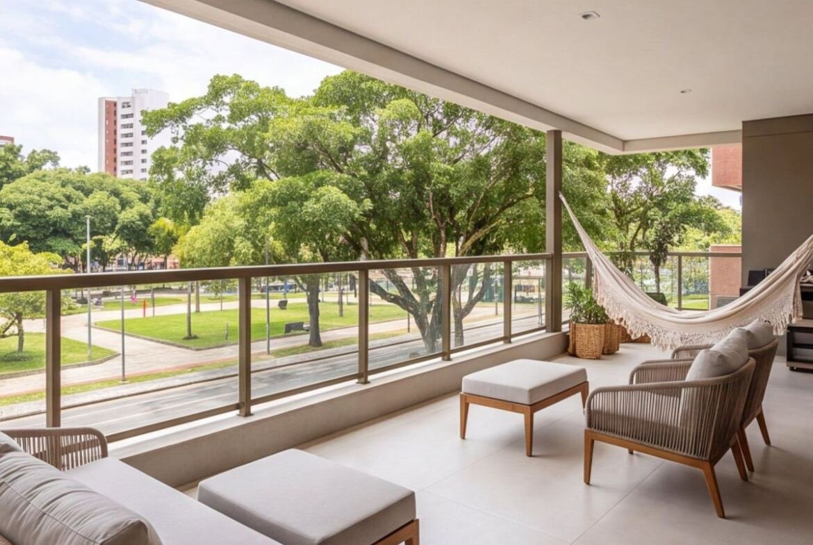 Apartamento em Casa Forte de frente para a praça — area-externa