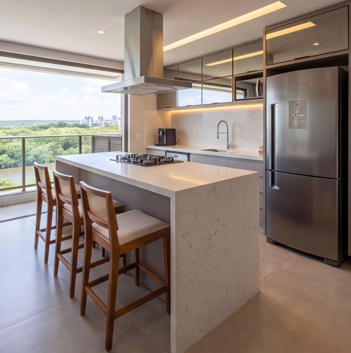 Apartamento em Parnamirim com varanda e vista para o rio — cozinha