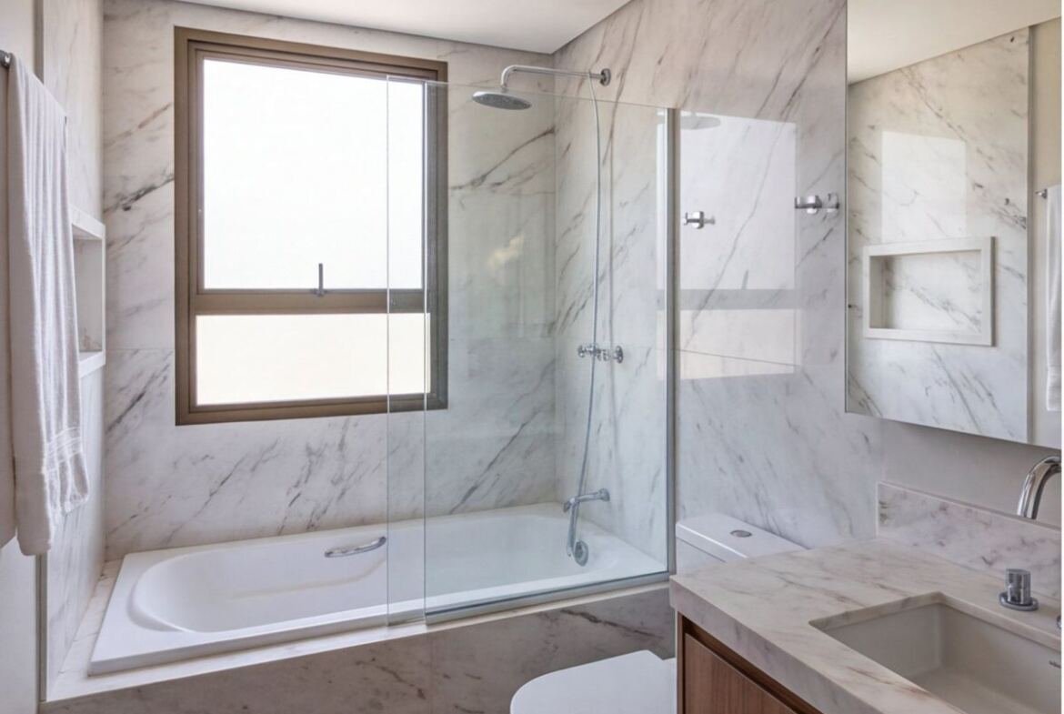 Apartamento em Parnamirim com varanda e vista para o rio — banheiro